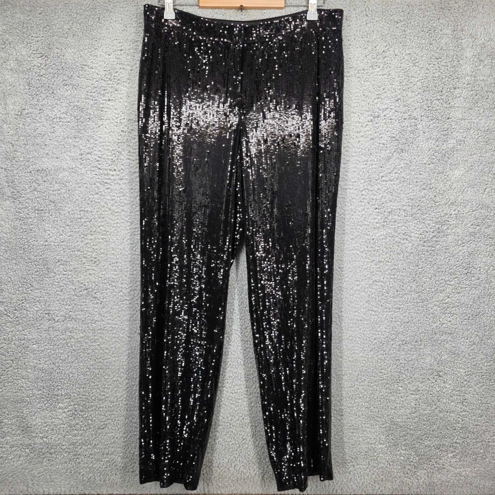 Lafayette 148 New York Black Sequin Tapered Pants Fall 2019 Fit Sample Size 8‎